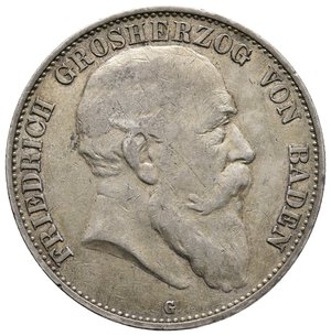 obverse: GERMANIA -BADEN - Friedrich - 5 Mark argento 1902