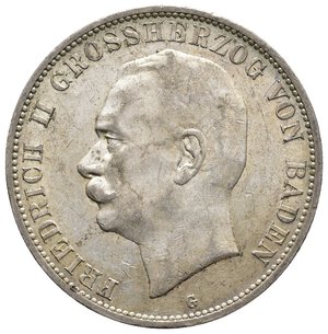 obverse: GERMANIA -BADEN - Friedrich II - 5 Mark argento 1913 ECCELSA
