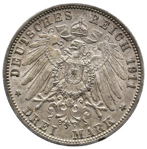 reverse: GERMANIA -BADEN - Friedrich II - 3 Mark argento 1911