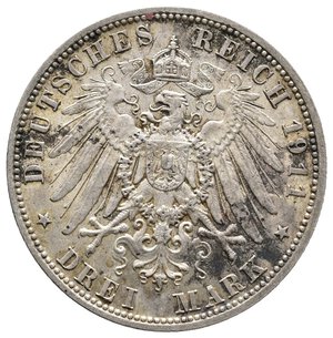 reverse: GERMANIA -BAYERN - Otto - 3 Mark argento 1911 Alta Conservazione
