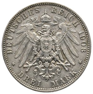reverse: GERMANIA - SACHSEN - Friedrich August - 3 Mark argento 1908