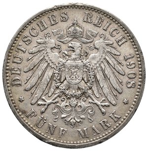 reverse: GERMANIA - SACHSEN - Friedrich August - 5 Mark argento 1908