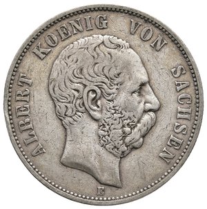 obverse: GERMANIA - SACHSEN - Albert - 5 Mark argento 1891