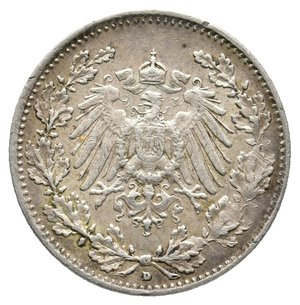 reverse: GERMANIA - 1/2 Mark argento 1916 D