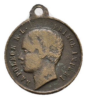 reverse: FRANCIA - Minimedaglia 1868 commemorativa Cresima di Napoleone Eugenio Luigi Bonaparte -  altezza incluso appiccagnolo 15 mm
