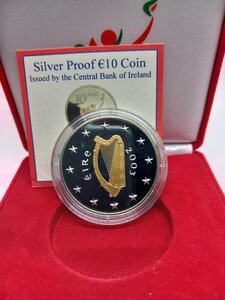 reverse: IRLANDA - 10 Euro  argento 2003 PROOF  - Confezione originale