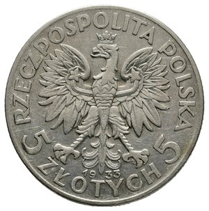 obverse: POLONIA - 5 Zlotich argento 1933