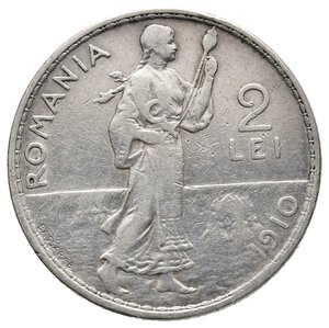 obverse: ROMANIA - 2 Lei argento 1910