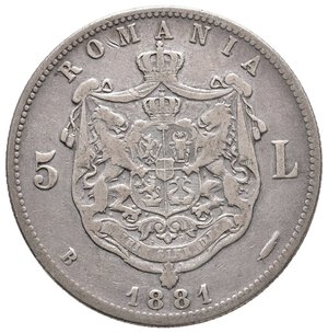 obverse: ROMANIA - 5 Lei argento 1881