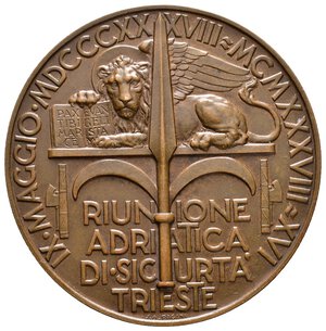 obverse: Medaglia Riunione Adriatica di Sicurta  Trieste 1938 - diam.57,5 mm