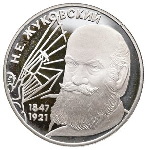 obverse: RUSSIA - 2 Rubli argento N.E. ZHUKOVSKY 1997 Proof