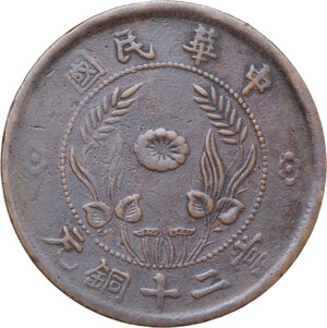reverse: China. 20 cash, Honan province, 1920
