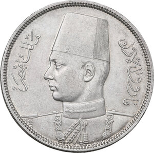 obverse: Egypt. Farouk (1936-1952). 10 piastres 1937