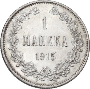 reverse: Finland. Nicholas II Romanov (1894-1917). Markkaa 1915