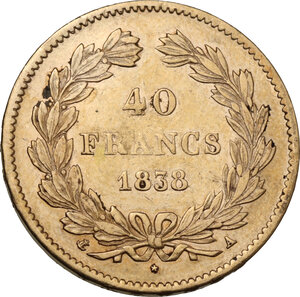 reverse: France. Louis Philippe (1830-1848). 40 francs 1838 A, Paris mint