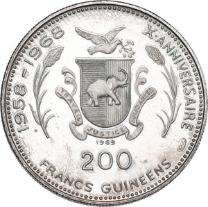 reverse: Guinea. 200 francs, 1969, 