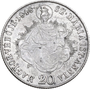 reverse: Hungary. Ferdinand I (1835-1848). 20 krajczar 1848 KB, Kremintz mint