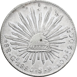 obverse: Mexico. Republic. 8 reales 1880 Guanajuato SB