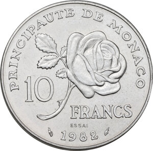 reverse: Monaco, Principality of. Ranieri III (1949-2005). 10 Francs 1982 Princesse Grace ESSAI