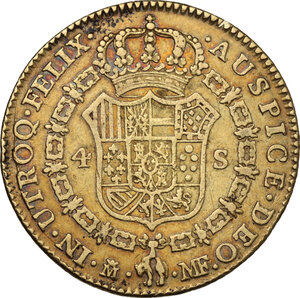 reverse: Spain. Carlos IV (1788-1808). 4 escudos 1795 MF, Madrid