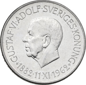 obverse: Sweden. Gustav VI. 5 Kronen 1962 for the 80th birthday of King Gustav VI