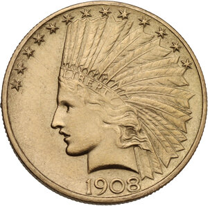obverse: USA. AV 10 dollars 1908, indian head - eagle