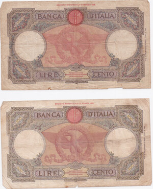 obverse: Banca d Italia. Decreto 30 Luglio 1896. Lotti di 2 biglietti da 100 lire