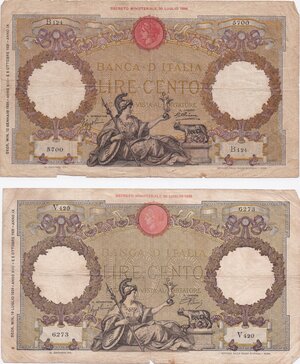 reverse: Banca d Italia. Decreto 30 Luglio 1896. Lotti di 2 biglietti da 100 lire