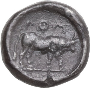 reverse: Northern Lucania, Posidonia. AR Diobol, 445-420 BC