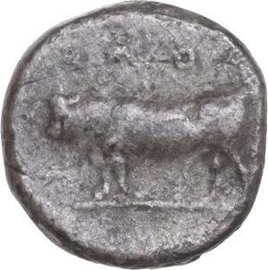 reverse: Northern Lucania, Posidonia. AR Diobol, c. 445-420 BC