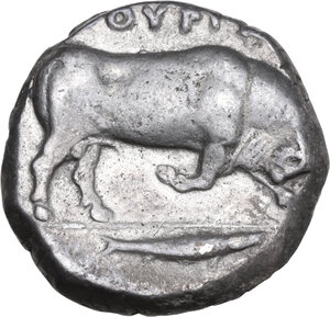 reverse: Southern Lucania, Thurium. AR Distater, c. 350-300 BC