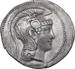 obverse: Attica, Athens. AR Tetradrachm. New Style coinage. Hera–, Aristoph–, and Polych–, magistrates. Struck 165/42 BC