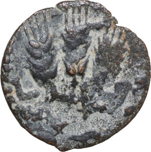 reverse: Judaea. Agrippa I (37-44). AE Prutah, year 6 (41/42 AD). Jerusalem mint