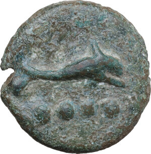 reverse: Dioscuri/Mercury series. AE Cast Triens, c. 280-276 BC
