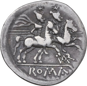 reverse: VAR series. AR Denarius, uncertain Spanish mint, 207 (?) BC