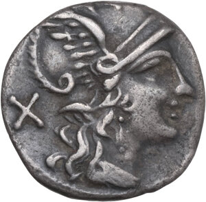 obverse: D series. AR Denarius, uncertain Spanish mint, 206 BC