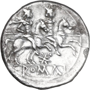 reverse: Star series. AR Denarius, Capua, 204 BC