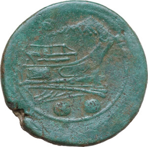 reverse: Anonymous post-semilibral series. AE Sextans, Campanian mint (Cales) 215 BC