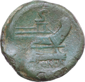 reverse: Anonymous Sextantal series. AE Semis, after 211 BC