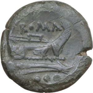 reverse: Anonymous Sextantal series. AE Quadrans, after 211 BC