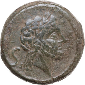 obverse: Anonymous Staff and club series. AE Semis, from 210 BC