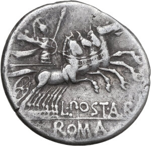 reverse: L. Postumius Albinus. AR Denarius, 131 BC