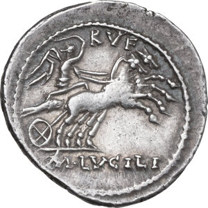 reverse: M. Lucilius Rufus.. AR Denarius, 101 BC