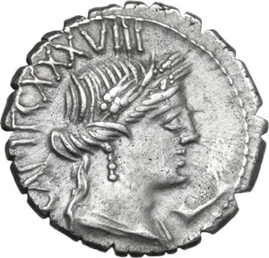 obverse: C. Marius C.f. Capito. AR Denarius serratus, 81 BC