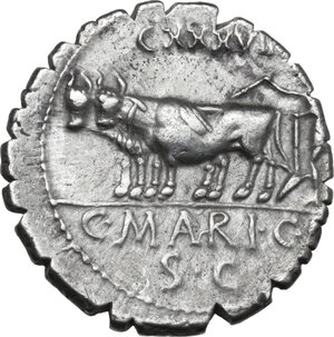 reverse: C. Marius C.f. Capito. AR Denarius serratus, 81 BC