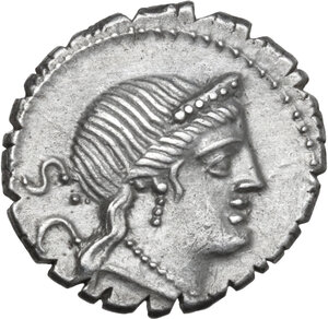 obverse: C. Naevius Balbus. AR Denarius serratus, 79 BC
