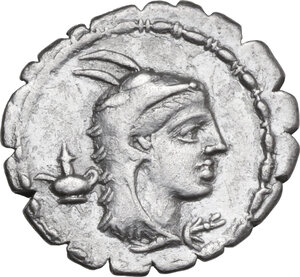 obverse: L. Papius. AR Denarius serratus, 79 BC