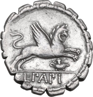 reverse: L. Papius. AR Denarius serratus, 79 BC