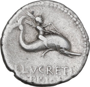 reverse: L. Lucretius Trio. AR Denarius, 76 BC