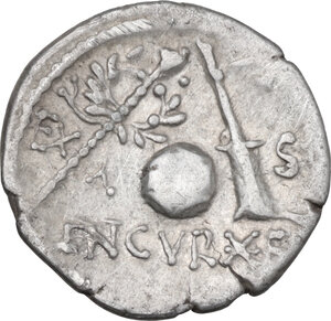 reverse: Cn. Lentulus. AR Denarius, uncertain mint, pernhaps Spain, 76-75 BC